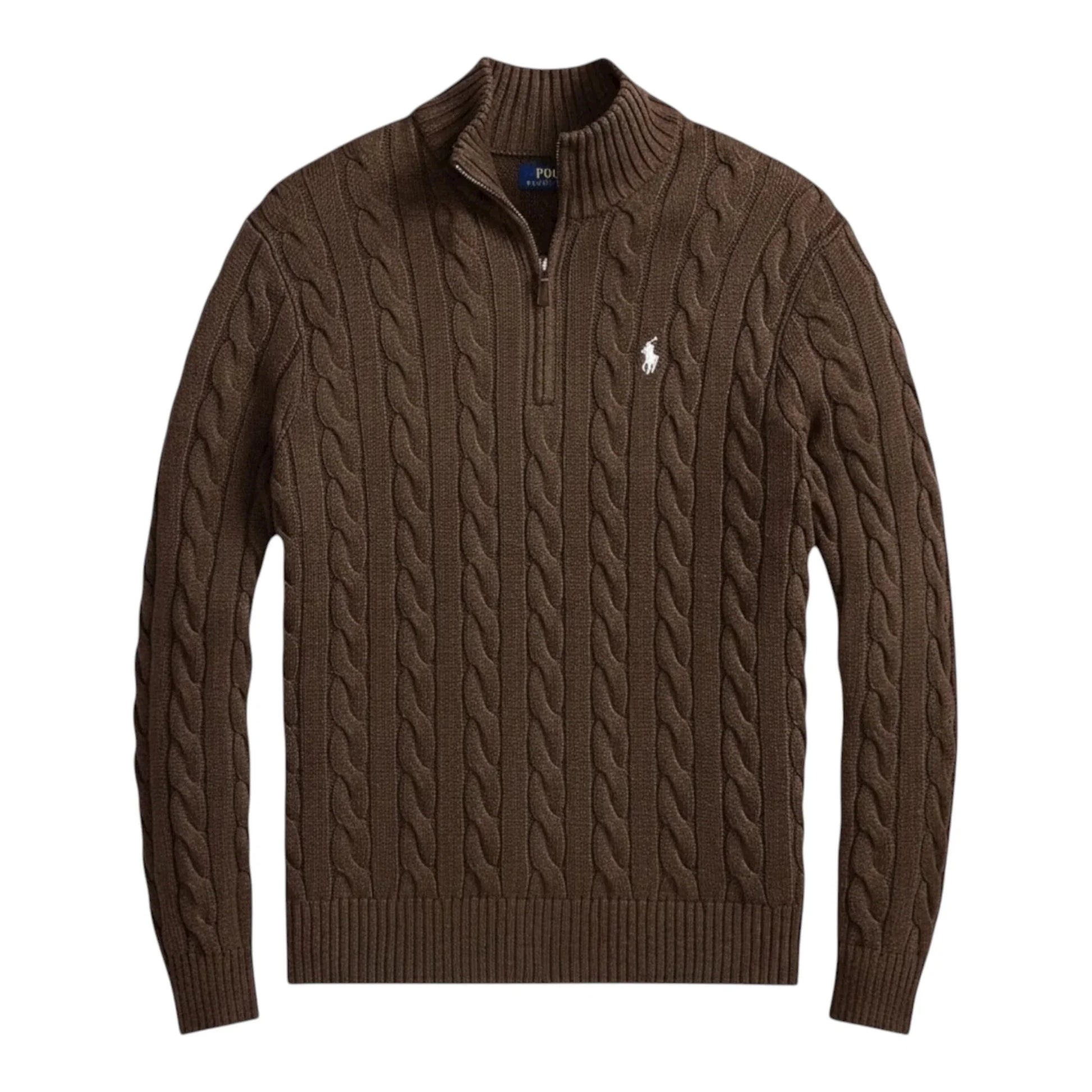 PRL Half Quarter Zip Knit Brown / Beige