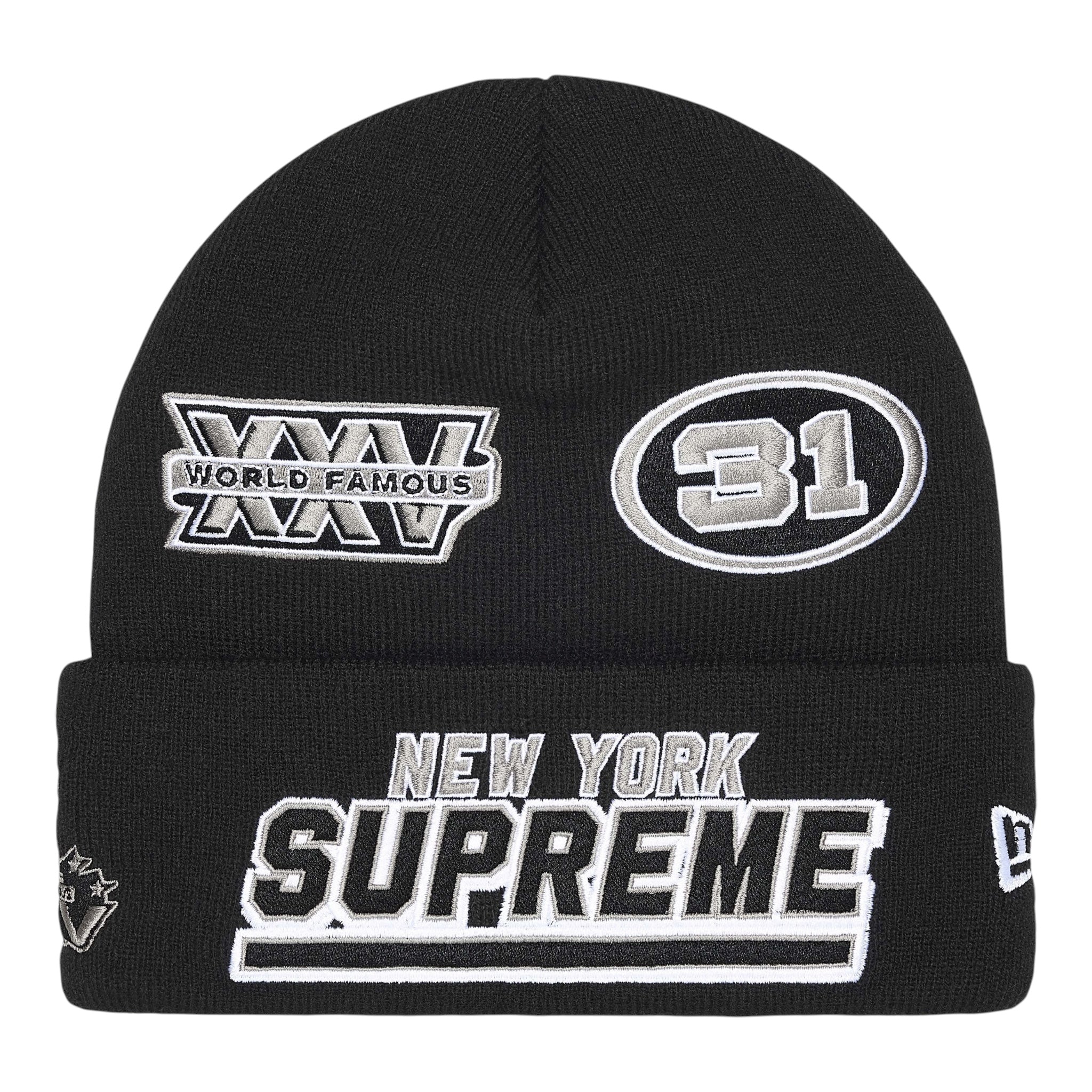 Supreme x New Era Football Beanie Black
