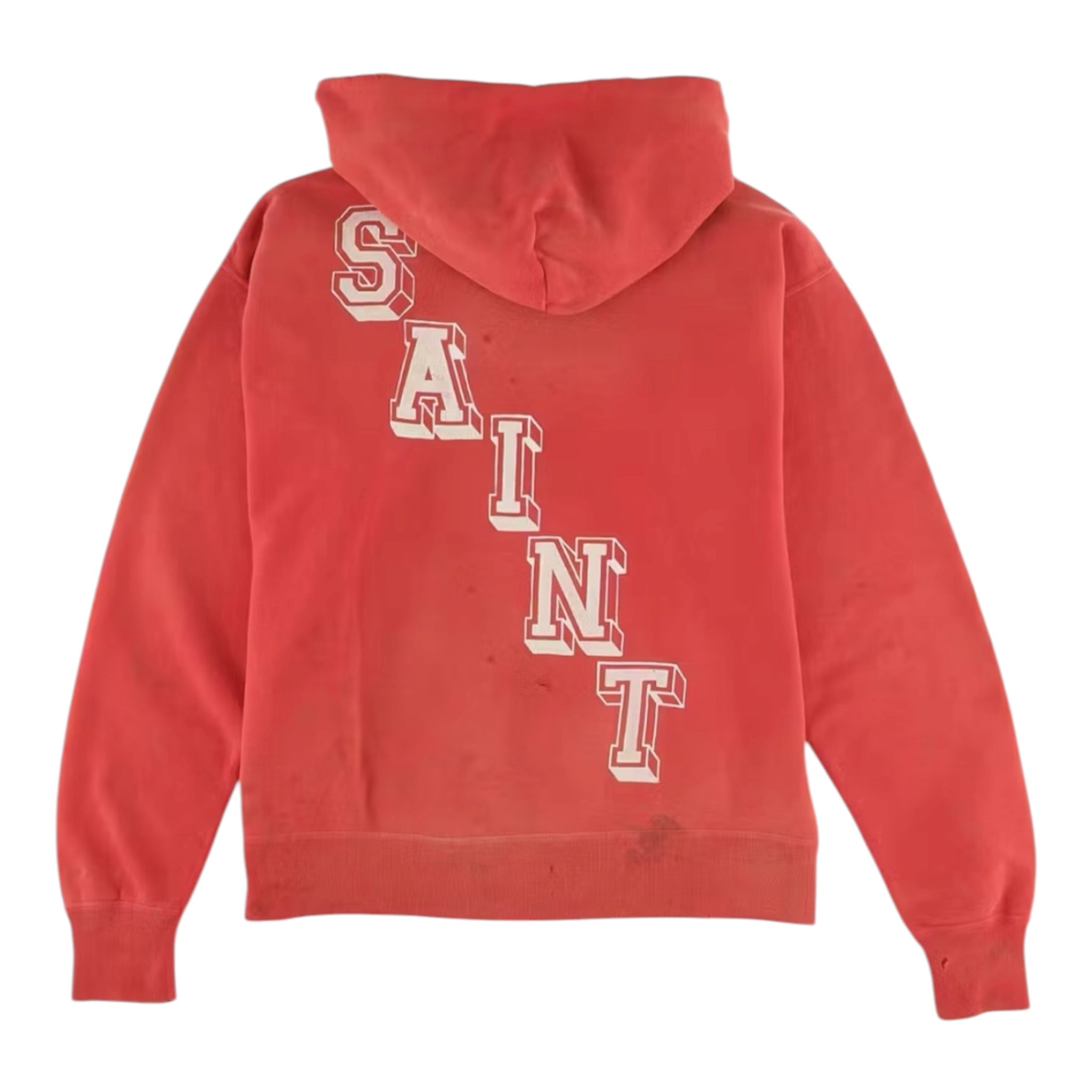 Saint Michael - Angel Of Death Faded Printed Hoodie Red