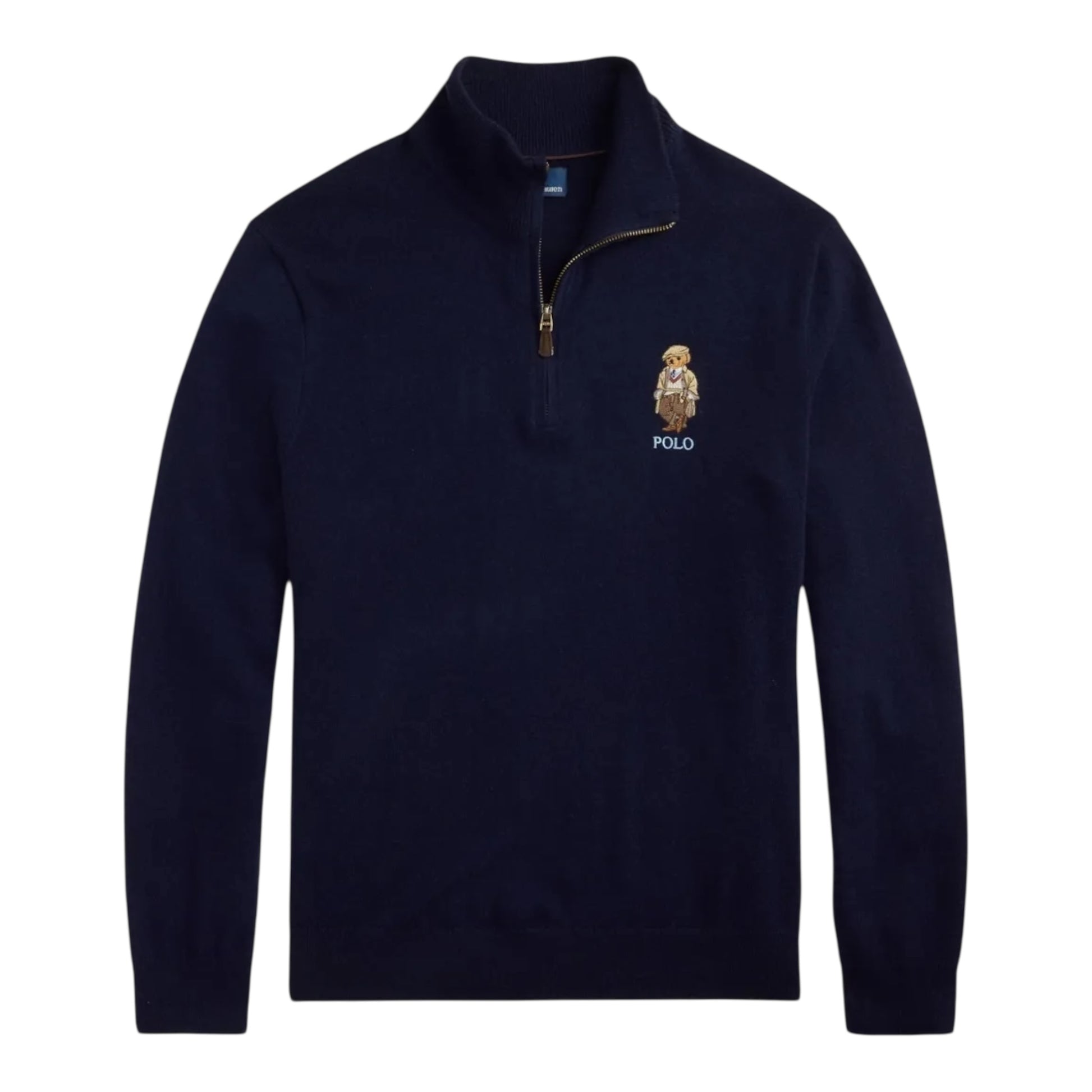 PRL Bear Wool Navy Quarter Zip
