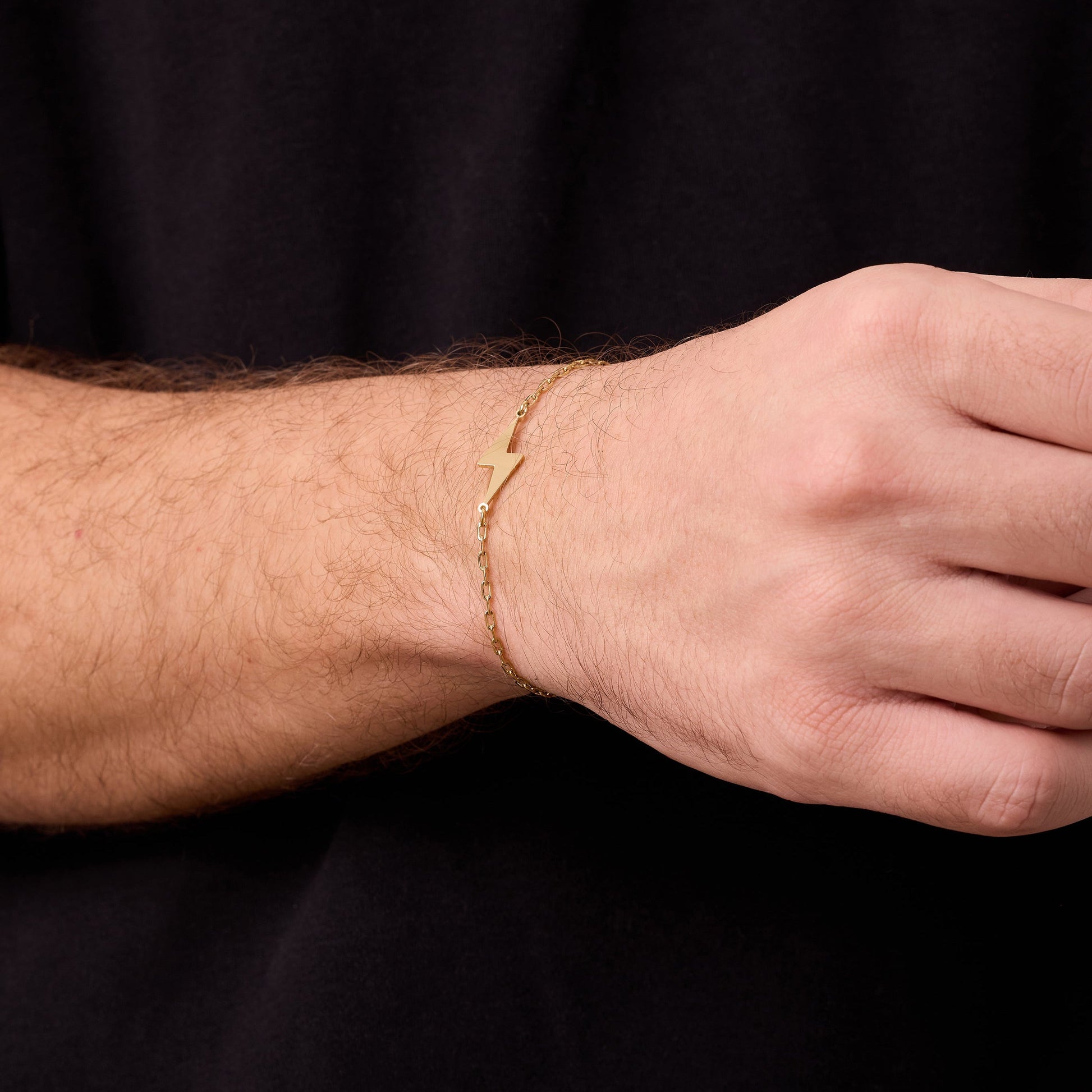 Altın Kaplama Çelik Şimşekli Zincir Erkek Bileklik