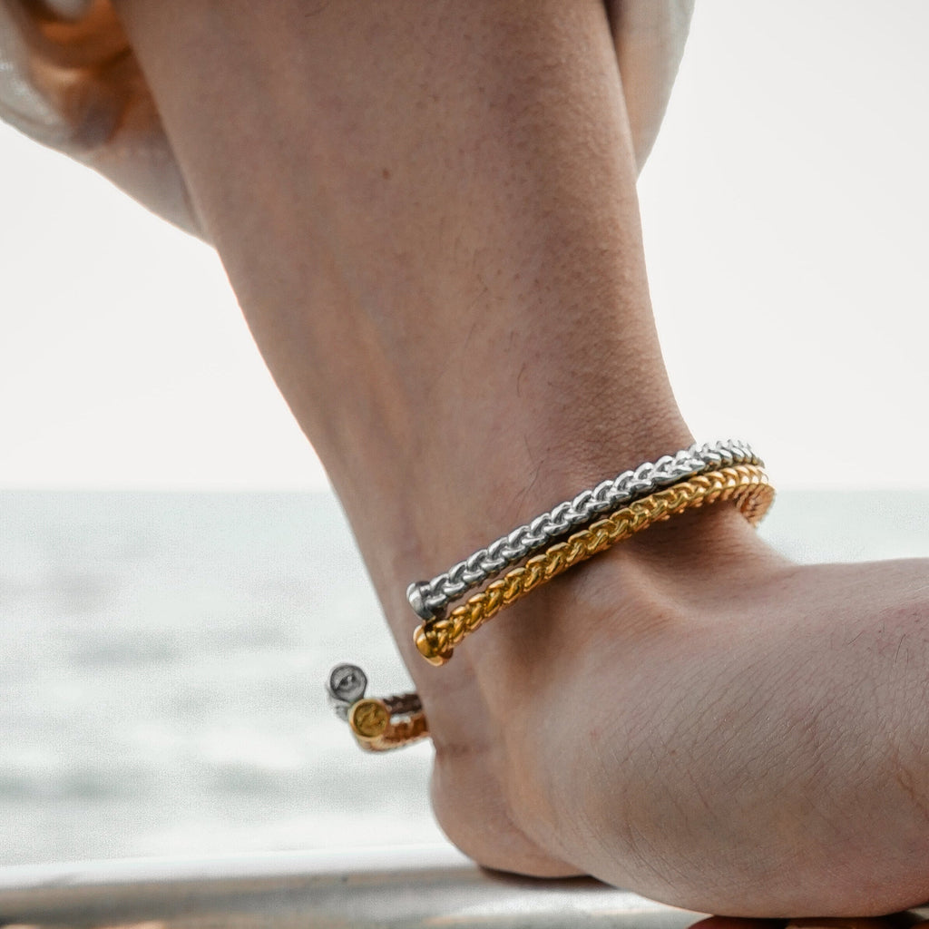 Gümüş Kaplama Çelik Mesh Erkek Bilezik