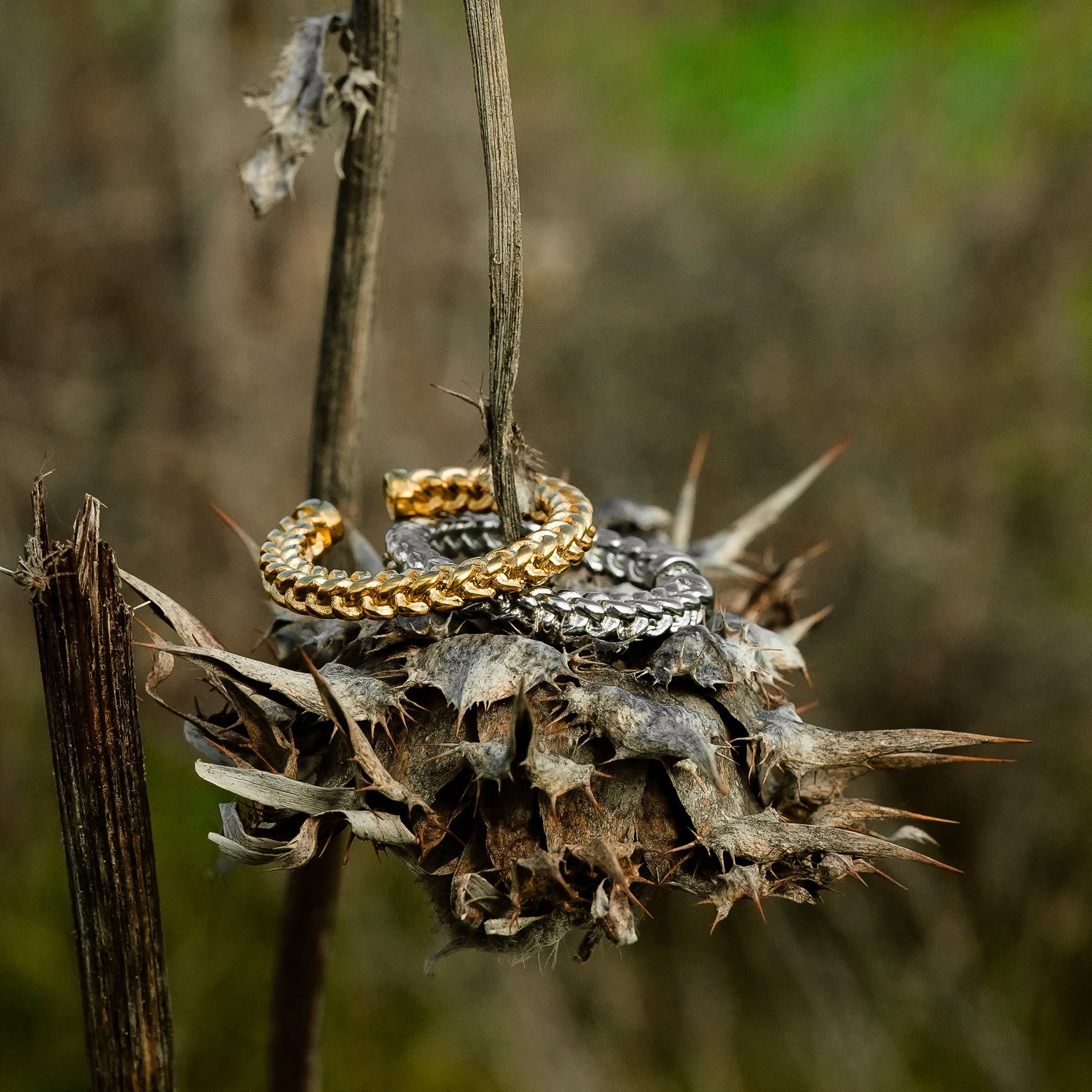 Altın Kaplama Çelik Mesh Erkek Yüzük