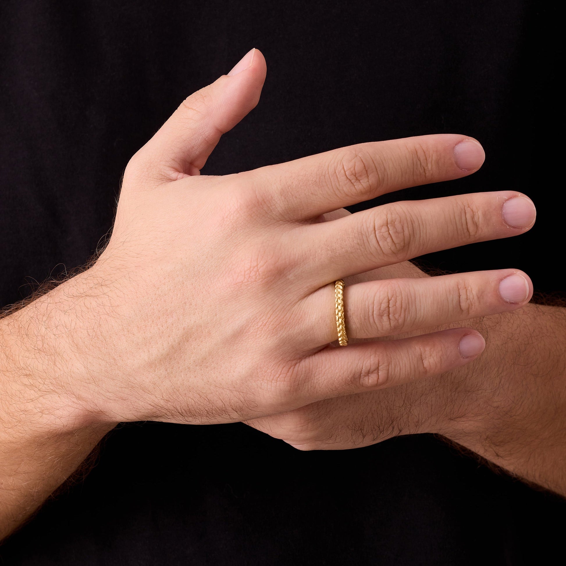 Altın Kaplama Çelik Mesh Erkek Yüzük