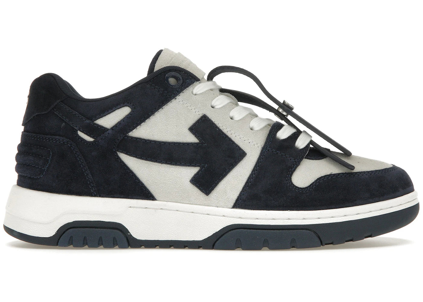 OFF-WHITE Out Of Office OOO Low Tops White Navy Blue Suede
