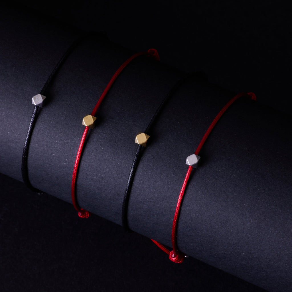 Gümüş Kaplama Çelik Kırmızı Şans Erkek İp Bileklik