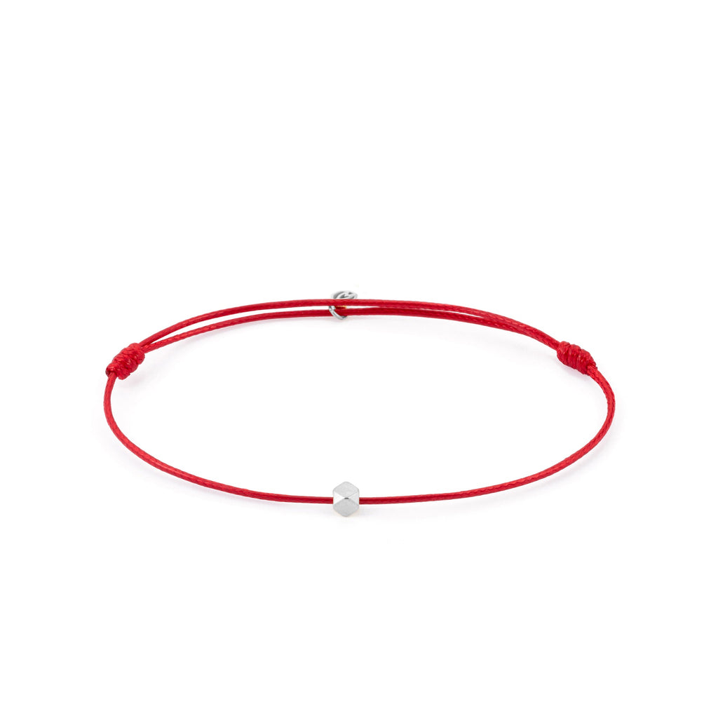 Gümüş Kaplama Çelik Kırmızı Şans Erkek İp Bileklik