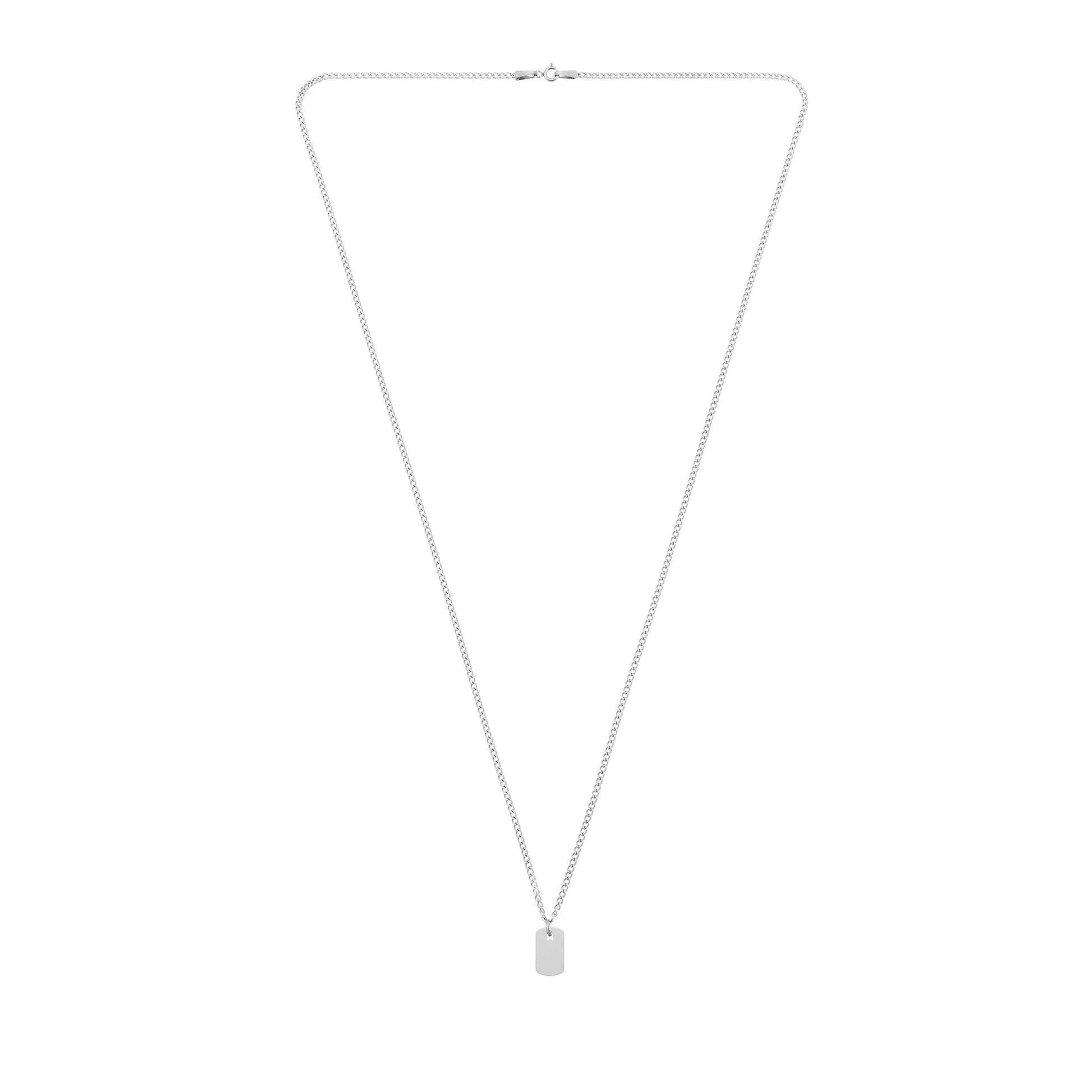 Gümüş Kaplama Çelik Ufak Plaka Kolye