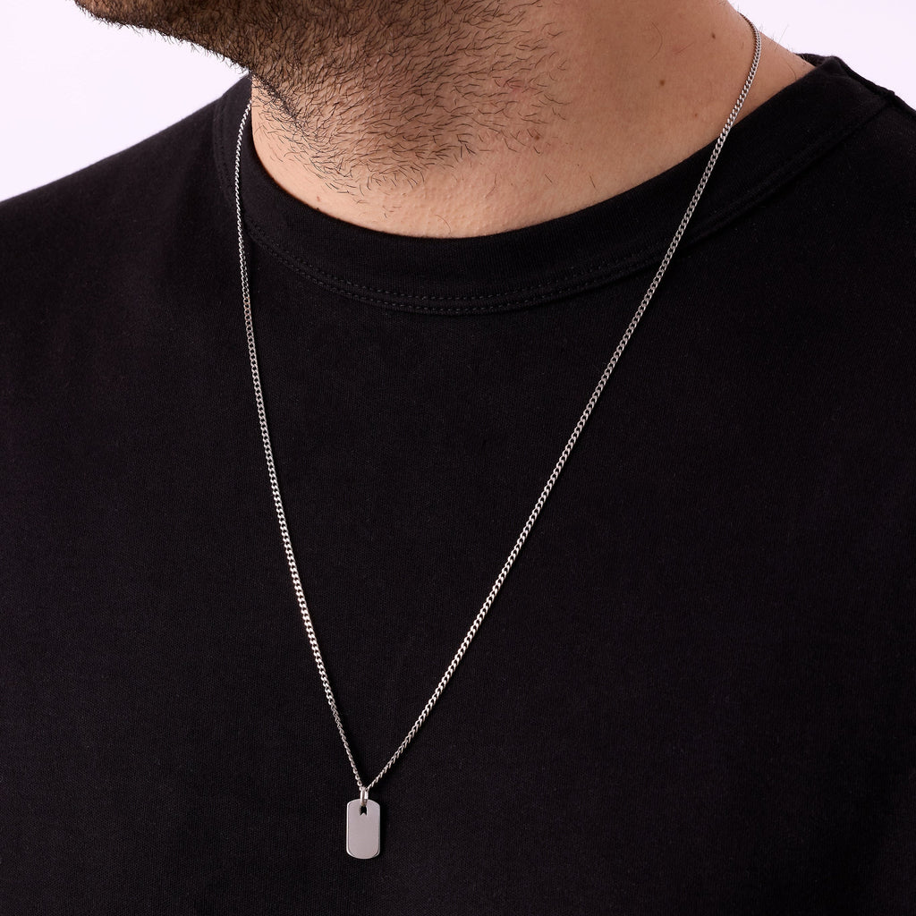 Gümüş Kaplama Çelik Ufak Plaka Kolye