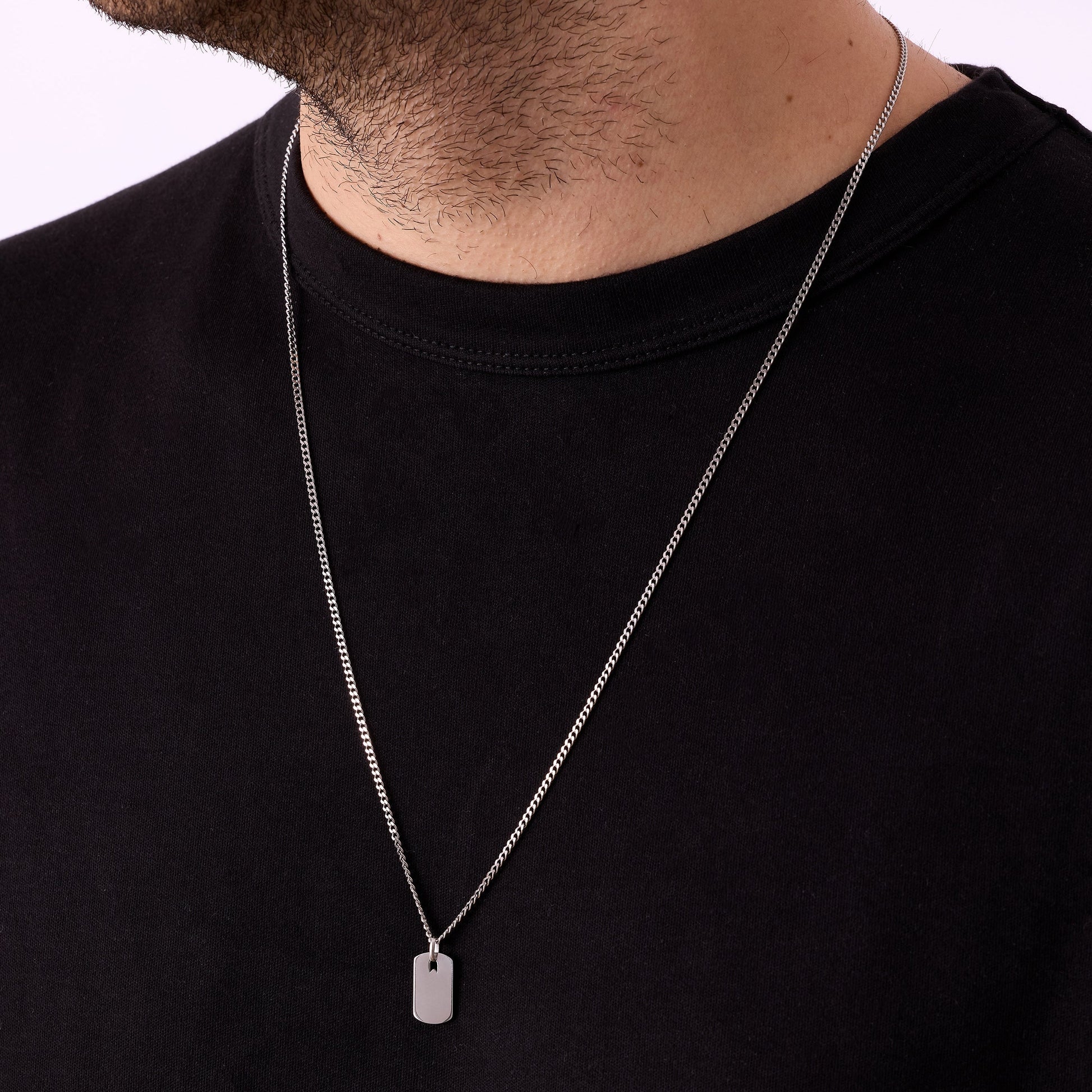 Gümüş Kaplama Çelik Ufak Plaka Kolye