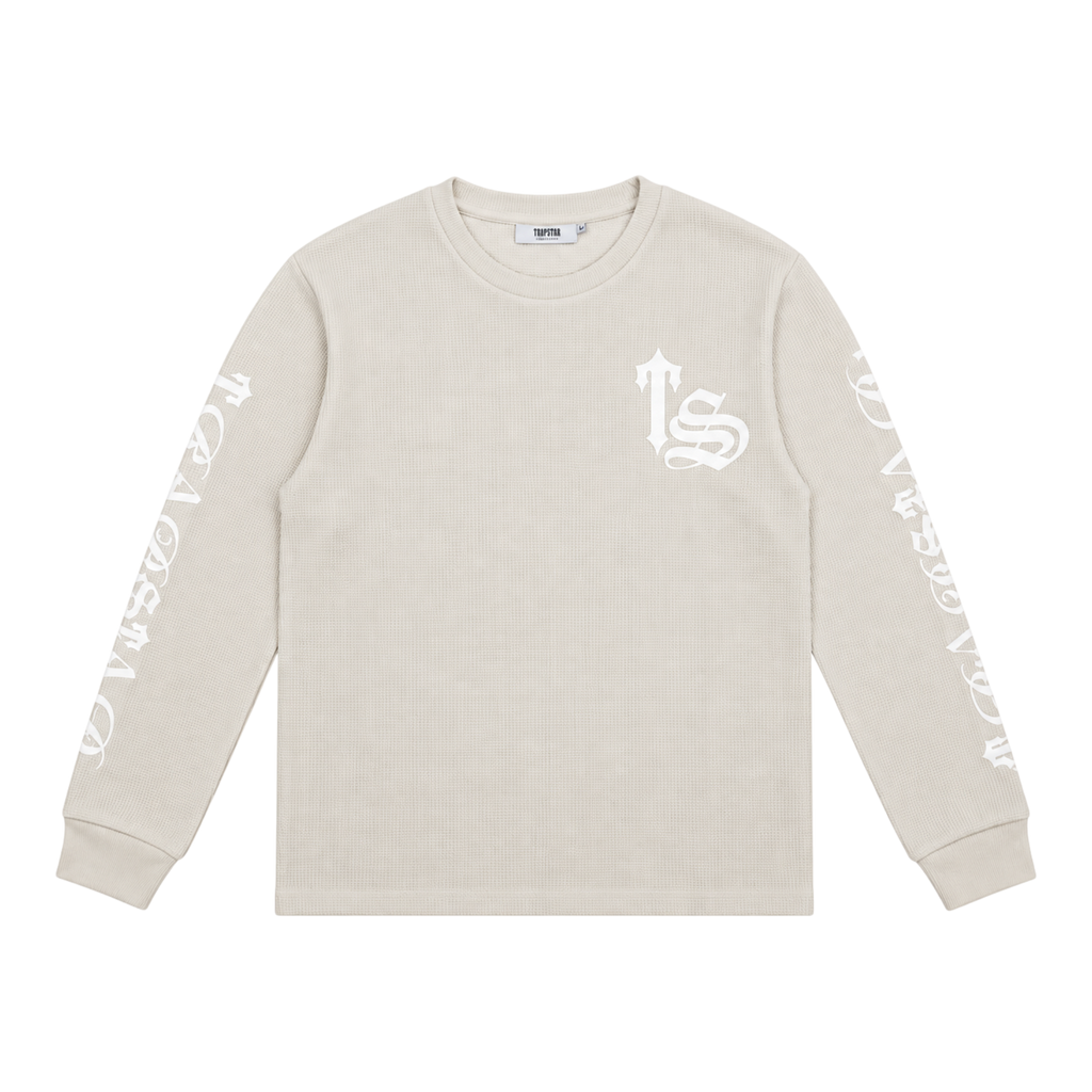 Trapstar Calligraphy Waffle Longsleeve Sweatshirt Mono Beige