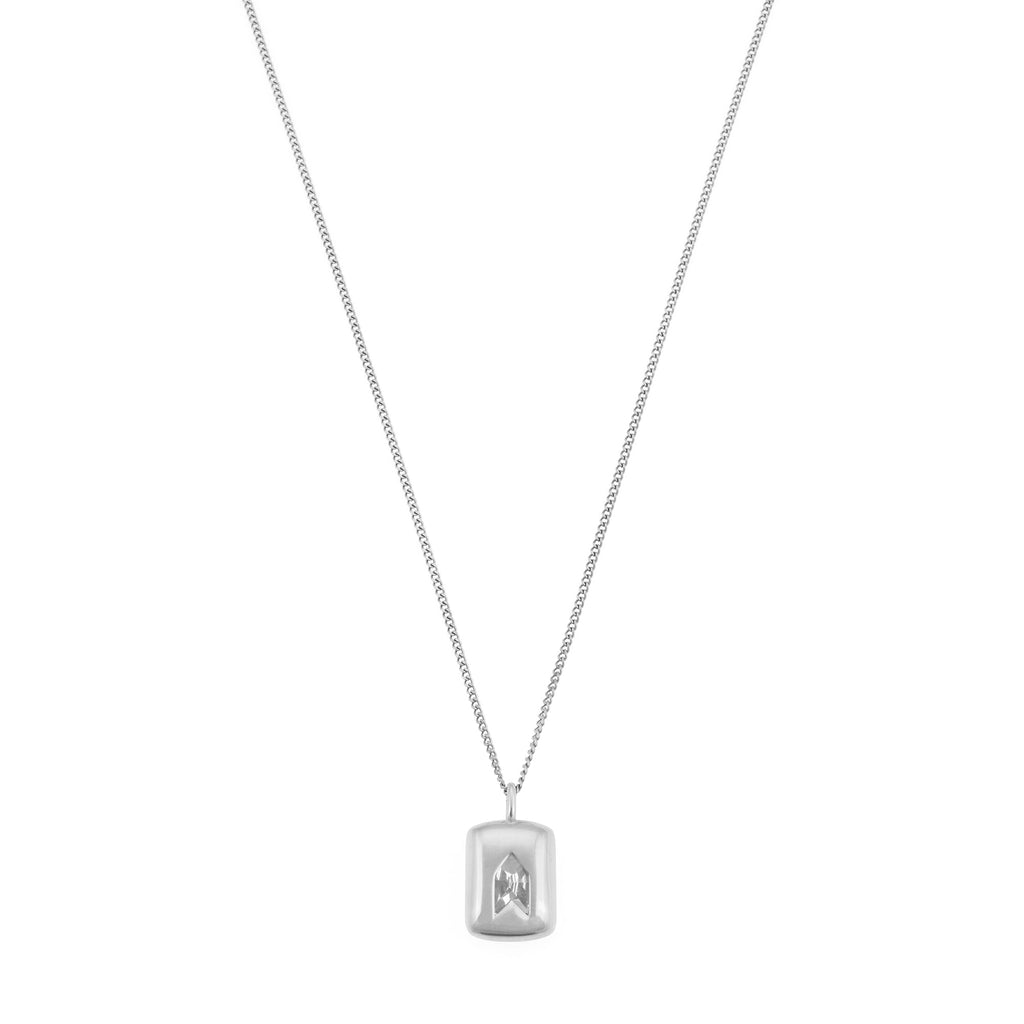 Gümüş Kaplama Çelik Beyaz Zirkon Taşlı Kolye