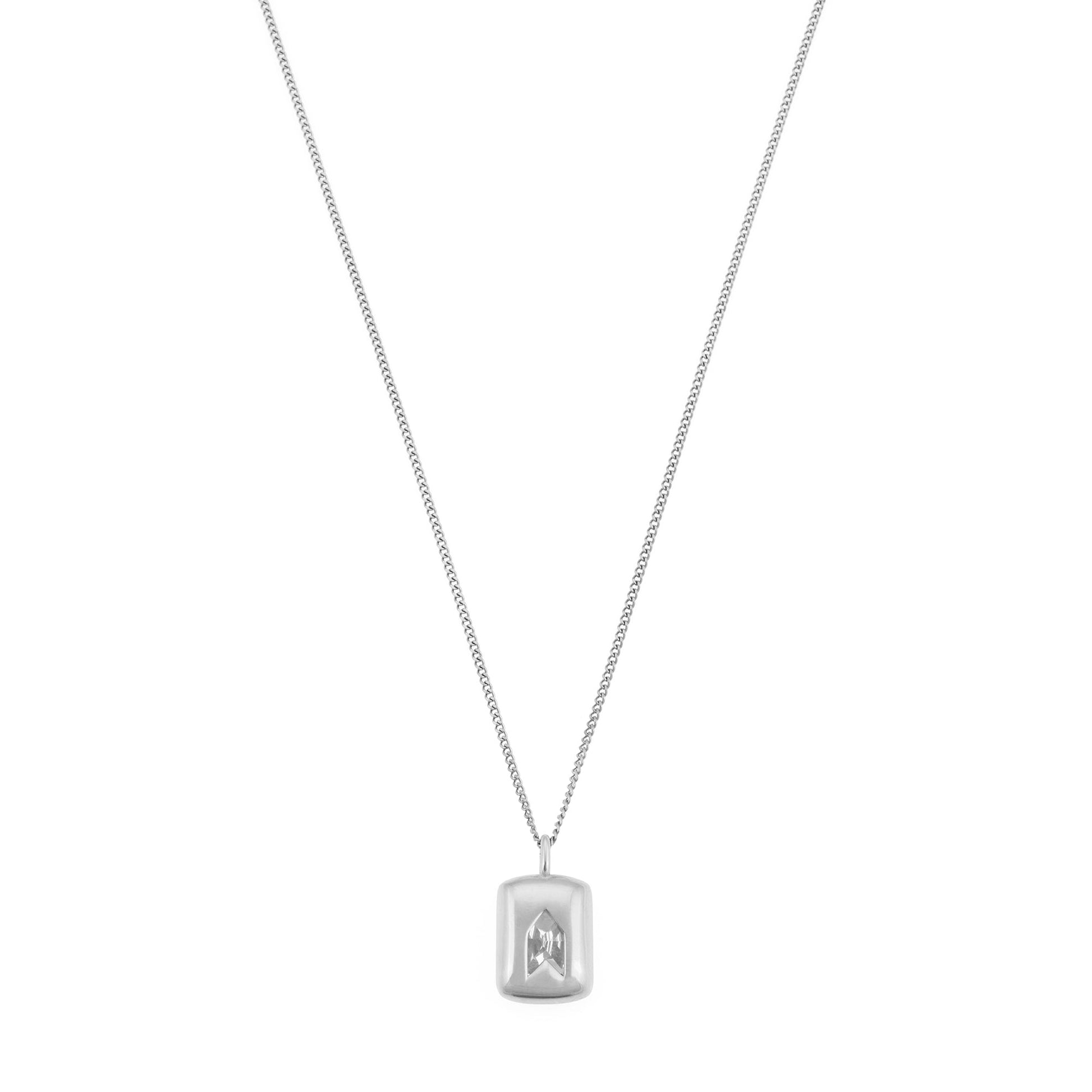 Gümüş Kaplama Çelik Beyaz Zirkon Taşlı Kolye