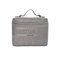 Christian Dior Canvas Embroidered Cannage Diortravel Vanity Case Grey