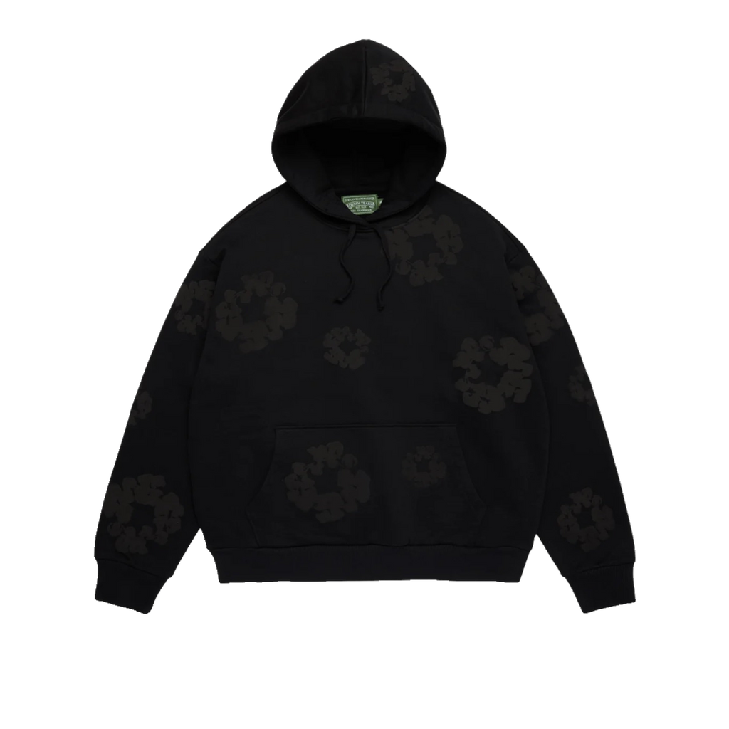 Denim Tears Mono Faded Cotton Wreath Hoodie Washed Black