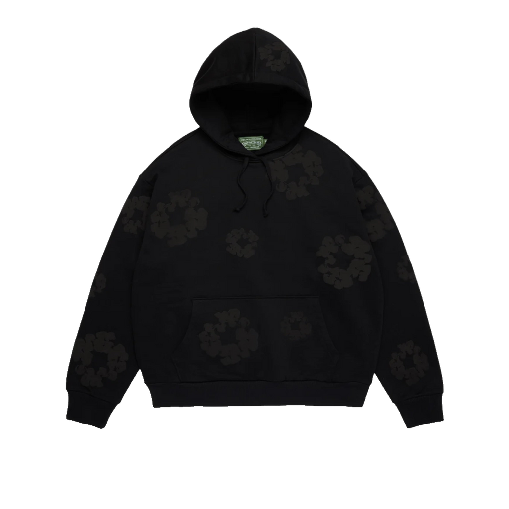 Denim Tears Mono Faded Cotton Wreath Hoodie Washed Black