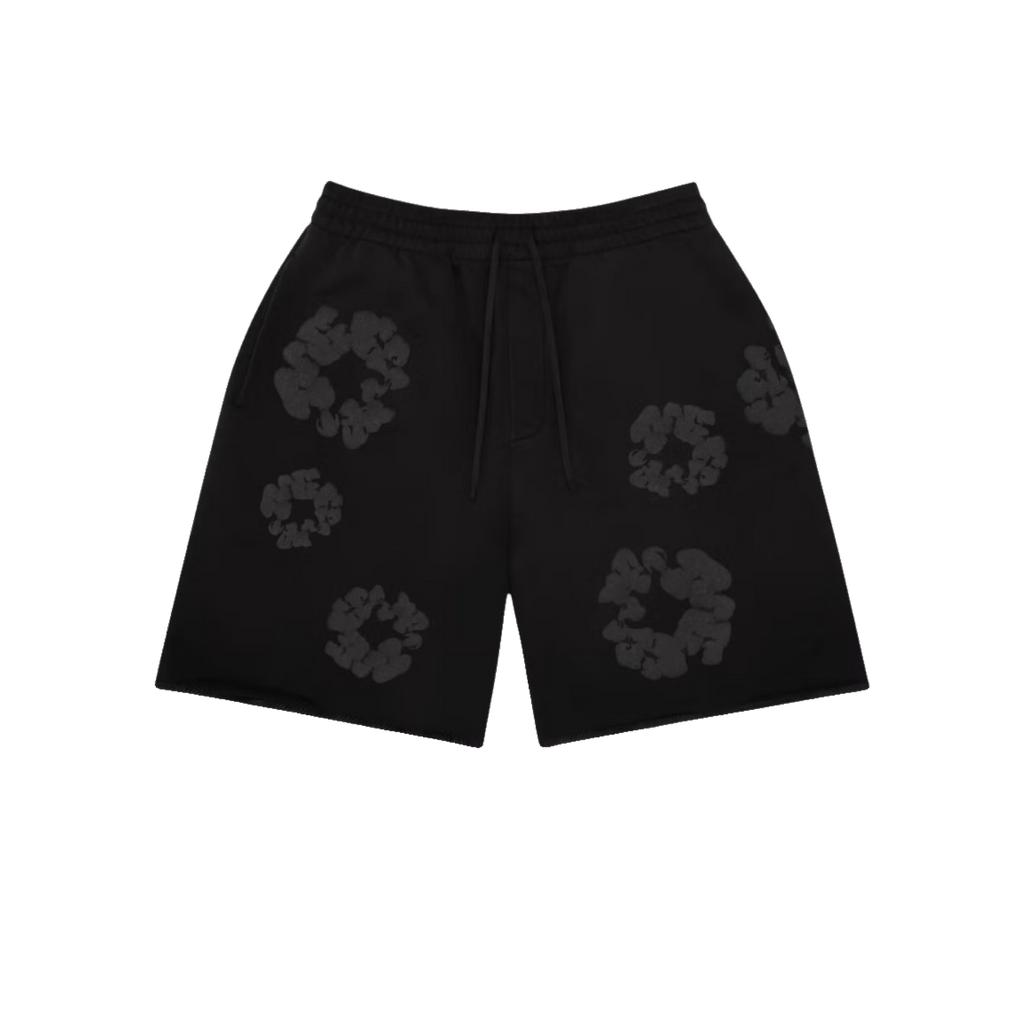 Denim Tears Mono Faded  Cotton Wreath Sweatshort Washed Black
