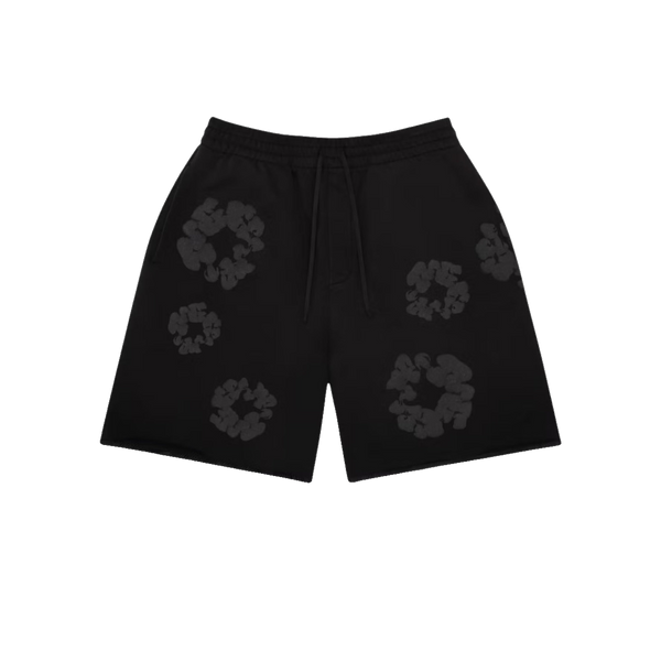 Denim Tears Mono Faded  Cotton Wreath Sweatshort Washed Black