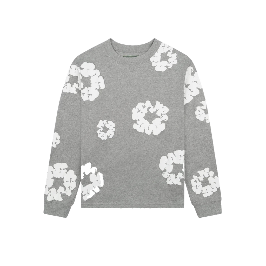 Denim Tears Long Sleeve Cotton Wreath Tee Grey