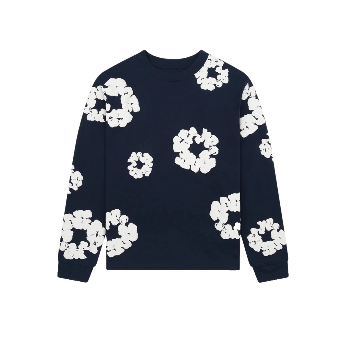Denim Tears Long Sleeve Cotton Wreath Tee Navy