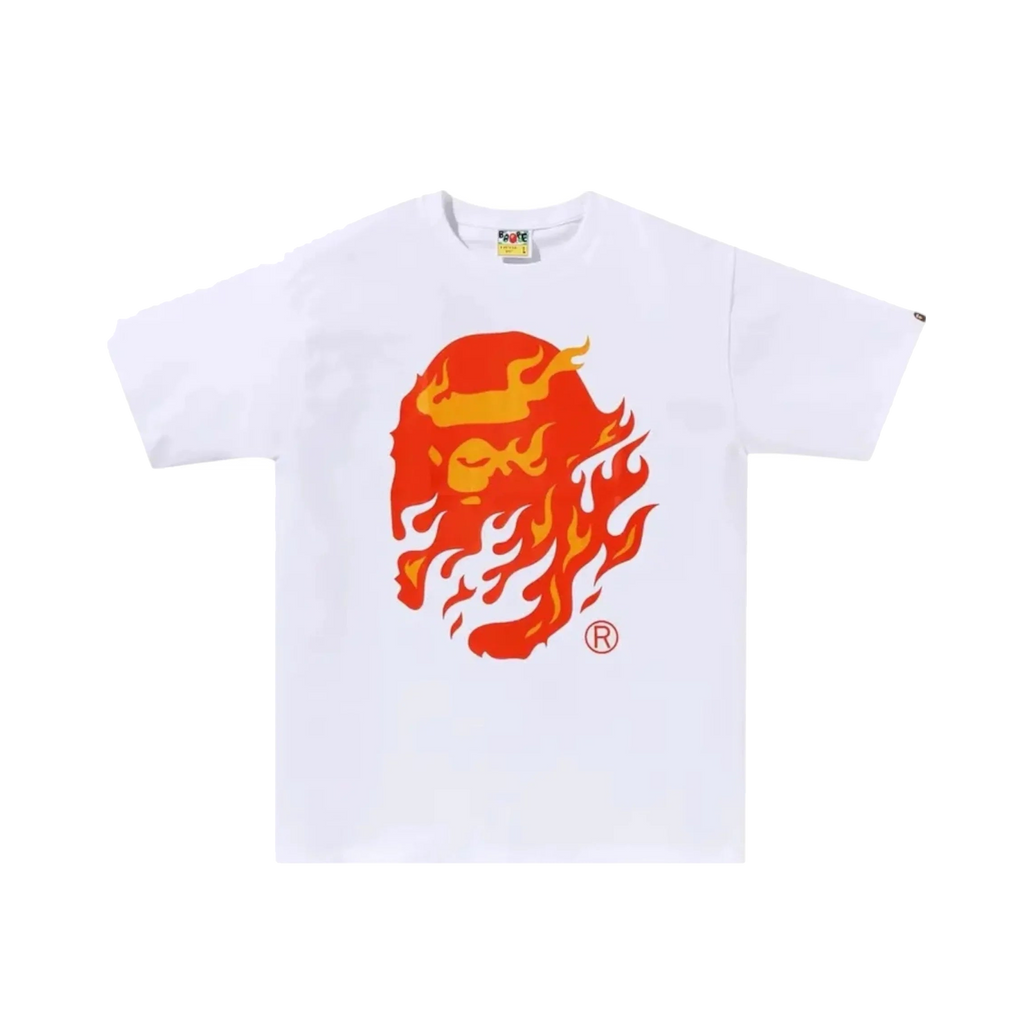 BAPE Flame Ape Head Tee 'White/Red'