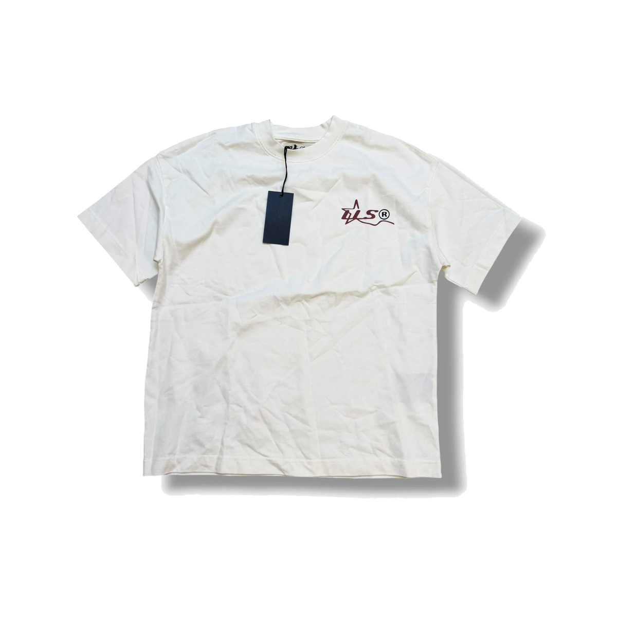 Low Lights T-Shirt Cream Burgundy Logo LLS *GARAGE SALE ALL SALES ARE FINAL RETURN NO ACCEPTED*