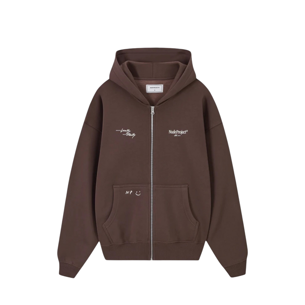 Nude Project Global Soon Zip Hoodie Brown