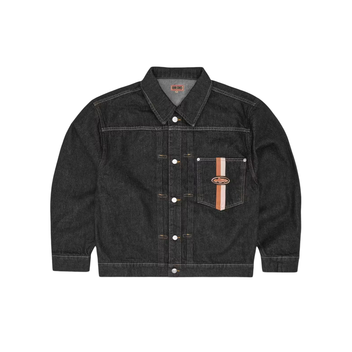 Corteiz Dual Stripe Denim Jacket Washed Black