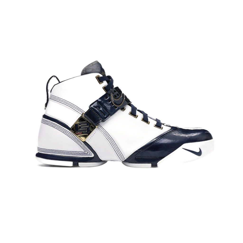 Nike LeBron 5 White Navy Metallic Gold
