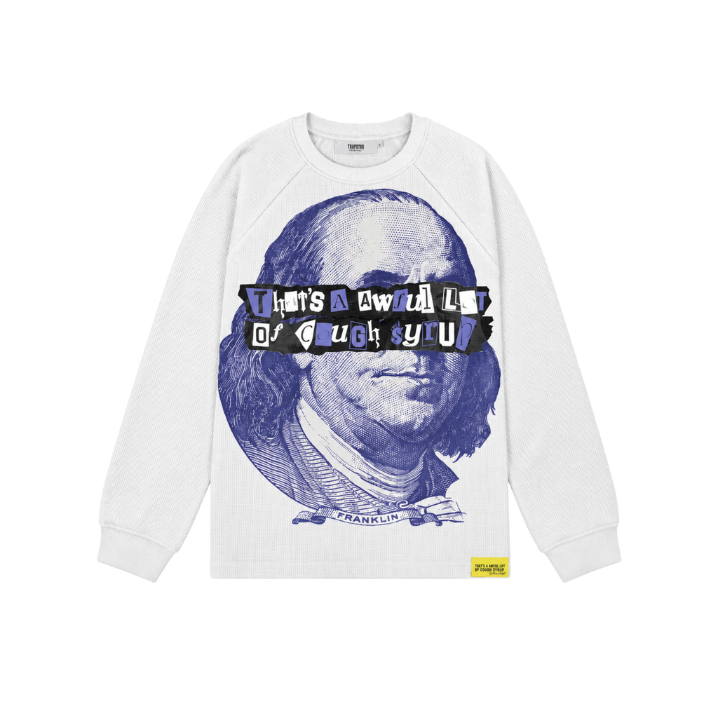Trapstar x Cough Syrup Benjamin Franklin Waffle LS Sweatshirt White