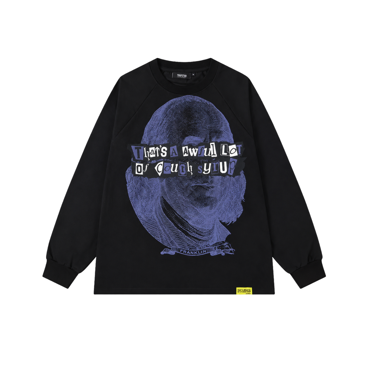Trapstar x Cough Syrup Benjamin Franklin Waffle LS Sweatshirt Black