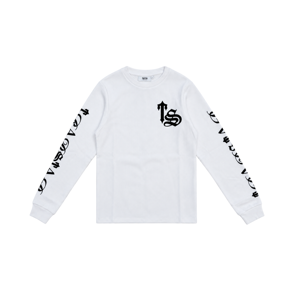 Trapstar Calligraphy Waffle Longsleeve Sweatshirt White/Black